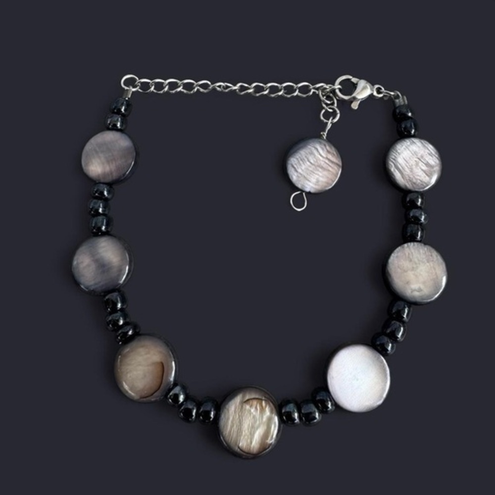 Coin Shell Bead Adjustable Bracelet